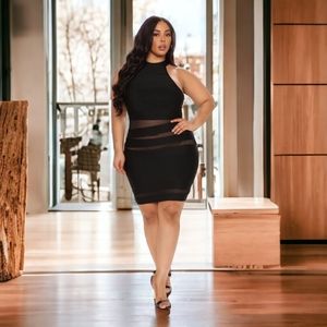 🔥🔥BANDAGE HALTER MINI DRESS- BLACK  3X